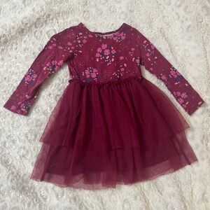 Carters Girls Burgundy Ruffle Dress size 4/4A
